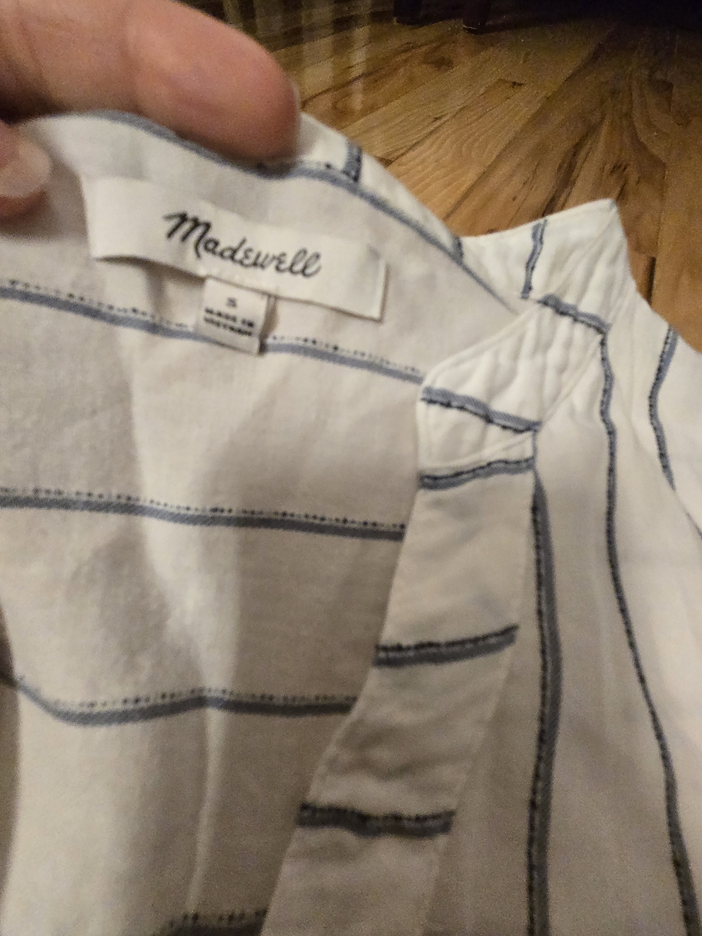 Madewell White Shirt with Navy Vertical Stripes - Picture 3 of 3